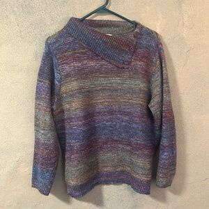 Christopher & Banks dark multicolor cowl neck sweater size L